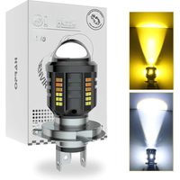 Oprah SuperBright Motorcycle H4 LED Headlight Bulb With A HD Lens BA20D Hi/Lo Beam Dual Color White Yellow Motorcycle Front Lamp