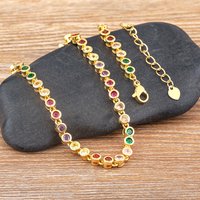 AIBEF INS Popular Romantic 5 Colors Rhinestone Women Pendant Gold Plated Iced Out Tennis Chain Necklace Charm Copper Zircon Gift