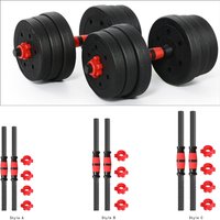 2x Dumbbell Weights Set with 4 Nuts Stainless Steel Barbell Bar Sport Training Equipment for Gym Home Fitness Strength Training