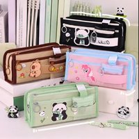 Large Capacity Pencil Case for Students Cute Panda Capybara Pen Bag Multi-Pocket Oxford Fabric Stationery Organizer Pencil Pouch