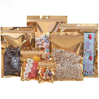 100PCS Clear Flat Gold Foil Hanging Ziplock Bag DIY Plastic Matcha Cocoa Tea Sugar Snack Candy Spice Golden Packaging Pouches
