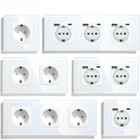 Bseed EU Russia Socket 16A Electric Wall Socket Tempered Glass Crystal Panel 2 Colors Electrical Outlet Home Improvement