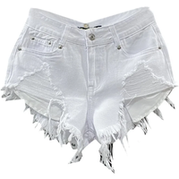Fashion Korean White Jeans Hole Ripped Low Waist Denim Shorts Women шорты женский