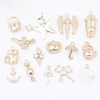 (9346) 24K Gold Color Brass with Zircon Gingerbread Man Ice Cream Anchor Pendants Charms High Quality Diy Jewelry Making