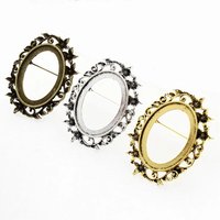 Fit 30x40mm Vintage Oval Blank Setting Bezel Blank Base Glass Cabochon Brooch Base For DIY Making Accessories 6pcs/lot K06085