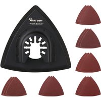 Vearter 19Pcs Triangular 80mm Oscillating Multitool Sand Pad With Hook & Loop Sandpaper Sheet For Burr Grinding And Rust Removal