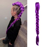 Purple Wig for Girls Cosplay Synthetic Straight Ponytail With Hair Clips Ponytail Hair Women Carnival Party Wig Accessories
