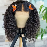 Brazilian 230% Short Bob Curly Lace Front Wigs 13x4 Hd Transparent Lace Front Human Hair Wigs 4x4 Lace Closure Deep Wave Bob Wig