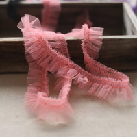 2M Mesh Lace Polyester Embroidery Red Black White Pink Lace Trim for Bridal Wedding Gown Costume Design Lace Ribbon 3.5CM Width