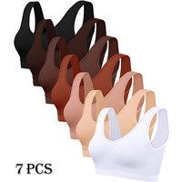 7-Pack No-Pad Solid Seamless Bras for Women – Lightweight, Soft Fabric with Comfortable Stretch, Available in Sizes S-XXL for Da