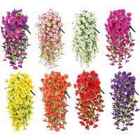 75cm Artificial Flowers Fake Morning Glory Flowers Eucalyptus Leaves Hanging Flowers For Outdoor Party Wedding Garden Decoration