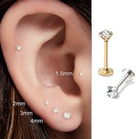 2/8PCS Stainless Steel Eearring Nose Stud Cartilage Piercing Jewelry Helix Tragus Lip Flat Back Tiny Earrings for Women 18G