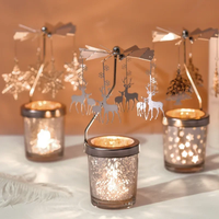 Romantic Valentine's Day Gift Rotating Angel/Rose/Xmas Snowflake Candlestick Candle Tea Lamp Holder For Home Party Decoration