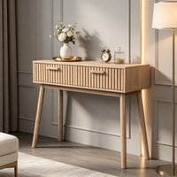 Table console en bois Anajqaqia avec 2 tiroirs, table d'appoint étroite pour rangement, table d'entrée, table de canapé, bureau pour salon, chambre à coucher, couleur bois