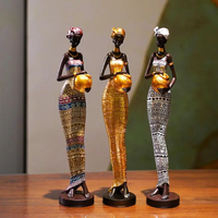 1pcs Set Resin African Woman Figurines Black Figure Statues Exotic Ornaments For Interior Home Living Room Desktop Decorations