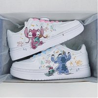 Autumn Anime Lilo & Stitch Sport Shoes Girls Boys High-Top Basket Shoes Kids Tennis Shoes Casual Sneakers Board Shoes Size 35-44
