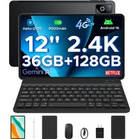 DOOGEE Tab G6 Pro 12 Inch 2.4K Display Tablet PC Helio G100 CPU 36GB RAM 128GB ROM Smart Tablets 9000mAh Large Battery Android 16 Tablet