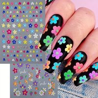 1pc 5D Flower Design Nail Art Stickers Colorful Flowers Nail Art Decals For DIY & Nail Salons Self-Adhesive Nail Art Supplies *^
