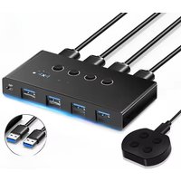 4 In 4 Out KVM USB3.0 Switch Shared Controller Hub Adapter USB2.0 Printer Splitter Switcher for PC Laptop Keyboard Mouse Monitor