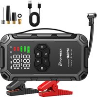 POPDEER PD-JA66 6000A Rozrusznik awaryjny z kompresorem powietrza 160PSI, do wszystkich silników benzynowych i silników diesla 8L, wyświetlacz LCD, port USB, lampa LED