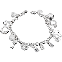 Silver Plated Jewelry Wholesale 13 Pendants Bracelet for women Fashion Charms Braclelet New Trendy Top Punk Hiphop