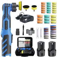 12V Kabellose Mini-Autopoliermaschine RO/DA Mikro-Kratzer-Entferner Kabellose Detailpoliermaschine mit einstellbarem Winkel und 6-Gang-Steuerung, geeignet für Autowachs.