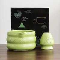 2pcs/set Matcha Bowl Jar Tea Set Professional Matcha Tool Japanese Household Traditional Matcha Whisk Holder for Birthday Gifts