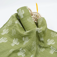 120x110cm 2 Layers Baby Muslin Swaddle Blanket Skin-Friendly Cute Print Baby Towel Wrap Bamboo Cotton Blanket
