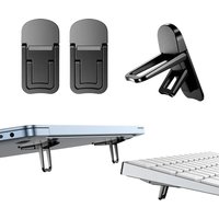 2PCS Mini Foldable Laptop Stand, Zinc Alloy Invisible Notebook Riser, Adjustable Angle Self-Adhesive Keyboard Lift for Desk