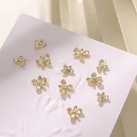 20PCS Metal Flowers Nails Charm Accessories Manicure Art Rhinestone 3D Flower DIY Nail Jewelry Luxury Decoration Materials
