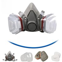 6200 Half Face Full Set Respirator Dust Gas Mask Dual Filtering Box For Chemical Painting Spraying Polishing Work Protection