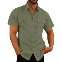 Men's Linen Hot Sale Men Short-Sleeved Shirts Summer Solid Color Comfort Collar Casual Beach Style Plus SizeMale Shirts M-4XL