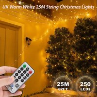 25M 250LED Warm White F5 Fairy Lights with 5M Lead BS Standard For Christmas Party Holiday Wedding Garland