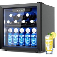 Getränkekühlschrank, 55 Dosen, Glasdoor, LED-Beleuchtung, 43dB leise, für Büro/Bar