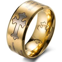 Cross Men's Ring Isaiah Book Carving Bible Verse Prayer Verse Finger Ring Stainless Steel Religious Rings For Men Women Gift