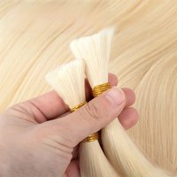 JENSFN Bulk Hair Extensions Human Hair Straight Real Natural Hair 50g/Strand #613 60 Brown Blonde Salon Supplies 16"-26" Inch