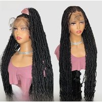 40" Dreadlocks Synthetic 360 Full Lace Front Wigs for Black Women Butterfly Locs Braids Wigs Soft Senegalese Twist Braided Wigs