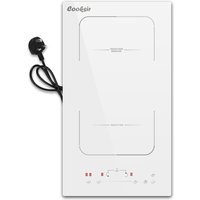 White Induction Hob 2 Ring Cooksir, 30cm Hob Plug in 13amp, 2800W, 2 Zone Induction Hob with Flex Zone, 9 Power Levels