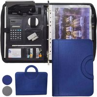 Leather Multifunctional A4 Conference Folder - Business Stationery Contract File Organizer with Zipper And Card Holder