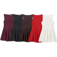 TFMLN 2025 Spring Summer Fashion Women Pleated Dresses Elegant Chic O-neck Sleeveless Party Dress Sweet Back Zipper Folds Dress