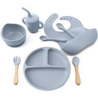 8PCS/Set BPA Free Silicone Baby Feeding Set Sucker Bowl Dishes Plate Straw Cup Spoon Forks Baby Bib For Children's Tableware