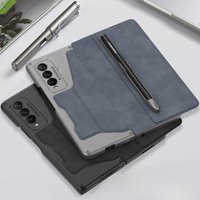 GKK Original Case For Samsung Galaxy Z Fold 4 5 6 5G Case Leather Pen Holder Armor Back Protection Hard Cover For Samsung Z Fold