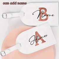 Personalized White Luggage Tag with Rose Golden Initials, Perfect for Your Suitcase Or Travel Bag