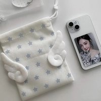 HOT Women Cute Angel Wings Star Makeup Bag Mini Canvas Pouch Travel Portable Drawstring Cosmetic Organizer Dustproof Beam Pocket