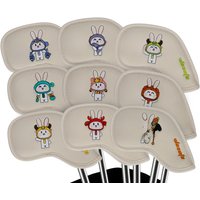 9 Pcs/Set Golf Iron Headcover Clubhead Protector PU Leather White Rabbit Embroidery covers 4/5/6/7/8/9/P/A/S