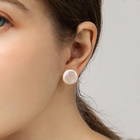 BIg Natural Freshwater Pearl 925 Sterling Silver Korean Earrings Fashion Jewelry Gifts for Women cauuev