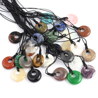 1pc Natural Stone Round Pendant Amethyst Tiger Eye Stone Pendant Charming Women Men Necklace Jewelry Accessories Daily Gifts