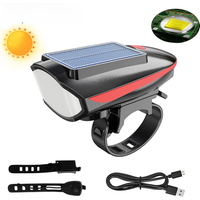 AliExpress cycle zone Solar Bicycle Headlight USB Rechargeable MTB Bike Solar Front Light with Horn for Night Riding Waterproof Bicycle Accessories