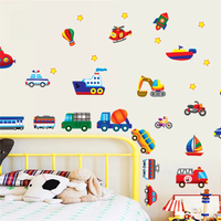 AliExpress NONE Cartoon cars train motor bike ship transportation wall stickers for kids room decorations decals wall art children sticker