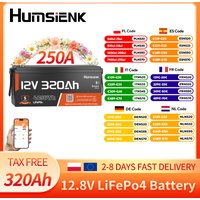 Akumulator Humsienk 12V 300Ah (320Ah) LiFePO4 z BMS 250A i Bluetooth, z funkcją odcięcia przy niskiej temperaturze, 4096Wh, do 6000+ cykli głębokich, litowo-żelazowo-fosforanowy akumulator, idealny do